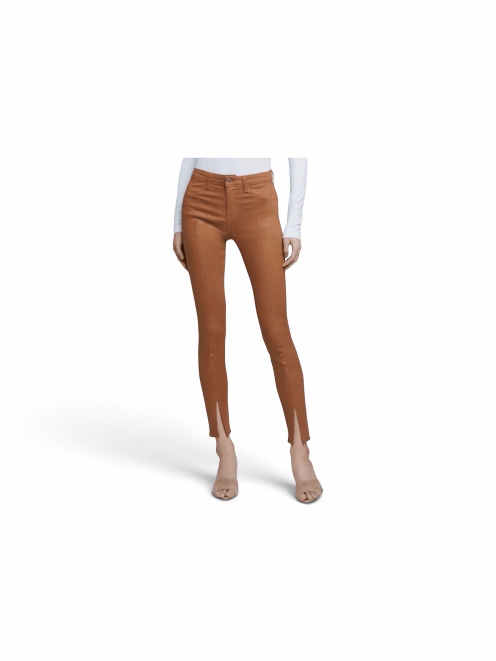 L’agence Jyothi High-Rise Split-Hem Skinny Jeans - Brown